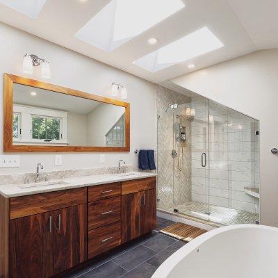 Bathroom Addition with skylights Wilcox Architecture